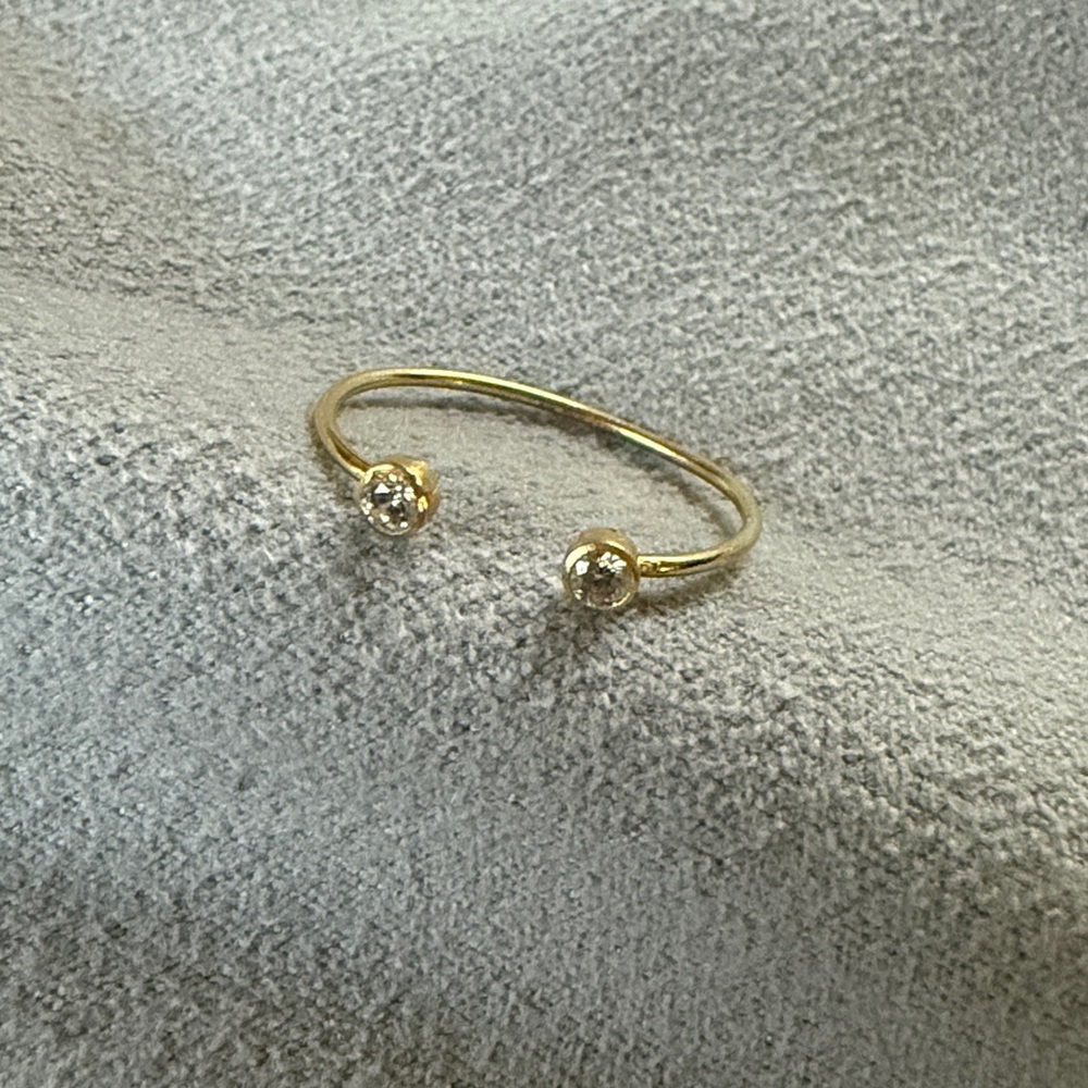 Dainty 14k Gold Italy Open Ring with Cubic Zirconia.